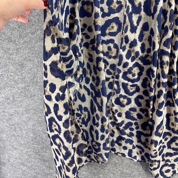 Davi&Dani Top Women L Large Beige Animal Print Long Sleeve Open Front Casual - Picture 5 of 10